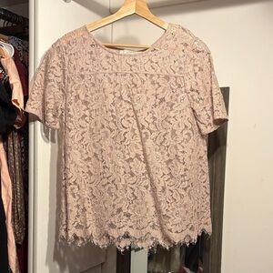 LOFT Lace Blouse in Soft Pink